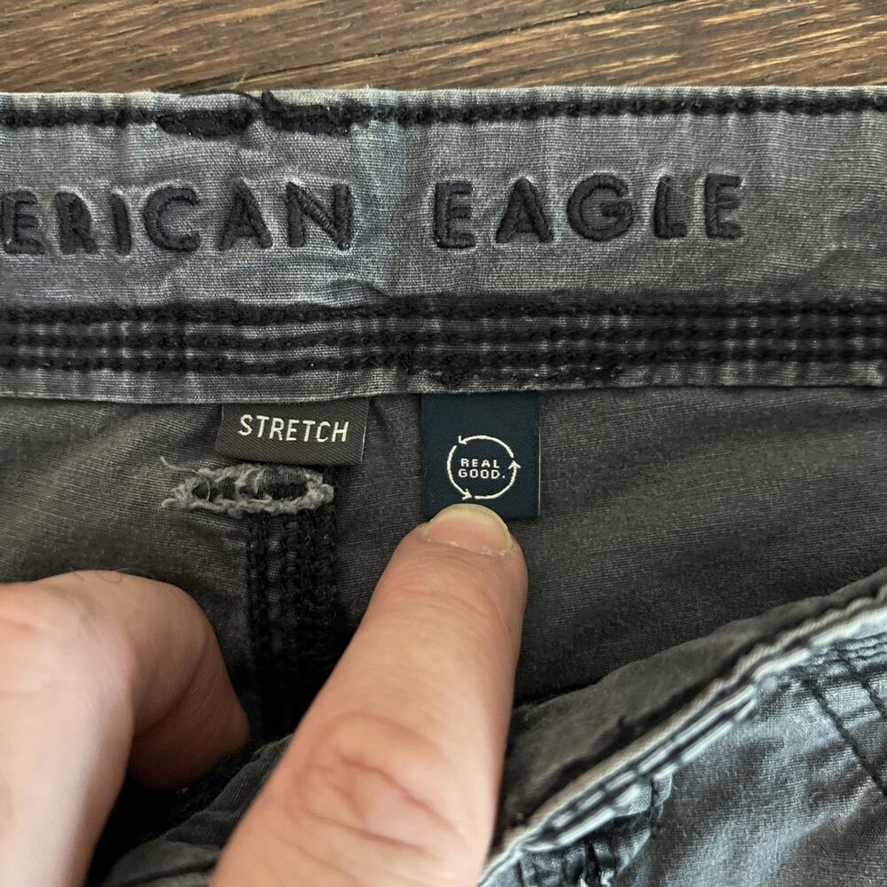 American Eagle Outfitters Y2K Cargo Pants Baggy Wide Leg Gray Black Women 6 - Picture 6 of 12